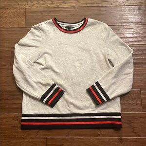 Banana Republic Grey Crewneck Sweatshirt with Navy Red White Accents Size L